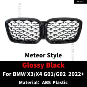 BMW フロントキドニーグリル レーシング バンパー グリル ラジエーター グリッドフードメッシュ X3 X4 G01 G02 2022 2023 M 装飾 チューニング - Meteor　None　Hole