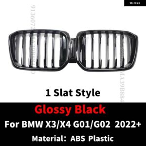 BMW フロントキドニーグリル レーシング バンパー グリル ラジエーター グリッドフードメッシュ X3 X4 G01 G02 2022 2023 M 装飾 チューニング - 1　Slat　None　Hole
