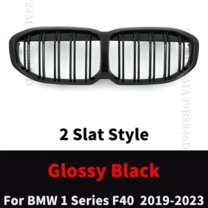 BMW フロントバンパー キドニーグリル ダイヤモンドグリル チューニング 1シリーズ F40 2019-2023 128TI M135I XDRIVE 118I M スポーツ用 - 2　Slat　Glossy　Black