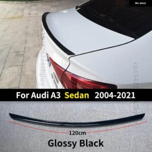 アウディ リアスポイラー ルーフウイング ディフューザー トランクリップエアダム A3 S3 8PA 8VA 8VS 8V7 2004-2021 翼型ブーツ テールチューニング - Glossy Black 120CM