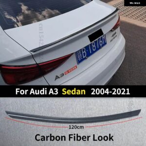 アウディ リアスポイラー ルーフウイング ディフューザー トランクリップエアダム A3 S3 8PA 8VA 8VS 8V7 2004-2021 翼型ブーツ テールチューニング - Carbon Black 120CM