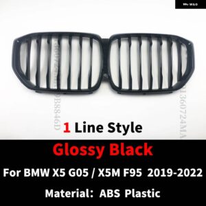 BMW センターメッシュフロントインレットバンパー グリル レーシング キドニーグリル NEW X5 G05 M F95 2019-2022 スタイリング チューニングフェイスリフト - 1　Line　Glossy　Black
