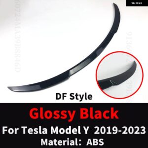 テスラ カーボンルックリアスポイラー ウイングエアダムディフレクターモデル Y 2019-23 ブーツ トランクリップチューニング - DF Glossy Black
