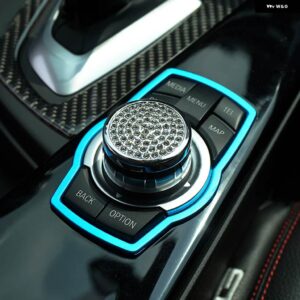 BMW 1個 インテリア マルチメディア ボタン 装飾 カースタイリング ステッカー F10 F20 F30 F34 F07 F25 F26 F15 F16 - 1pcs blue