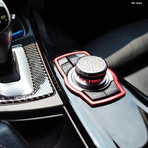 BMW 1個 インテリア マルチメディア ボタン 装飾 カースタイリング ステッカー F10 F20 F30 F34 F07 F25 F26 F15 F16 - 1pcs red