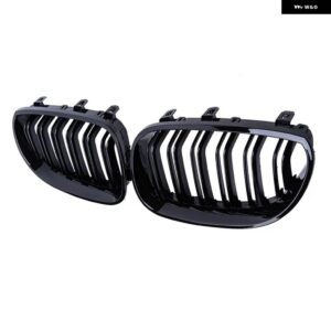 BMW ペアカーボンフロントキドニーグリル ダブルスラット E60 E61 M5 5シリーズ 2003-2010 レーシング グリル スタイリング - Gloss　Black