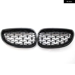 BMW ペアカー レーシング グリル E60 E61 5シリーズ ダイヤモンドフロントキドニーグリル メテオスタイルグリル クロームオート新 - Gloss　Black