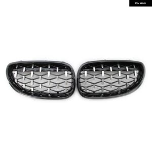 BMW ペアカー レーシング グリル E60 E61 5シリーズ ダイヤモンドフロントキドニーグリル メテオスタイルグリル クロームオート新 - Black　and　Silver