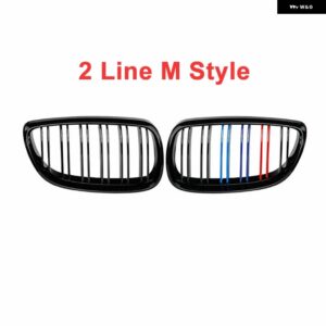 BMW ペア グロスブラック 車 2 スラットラインフロントキドニーグリル E92 E93 3シリーズ M3 クーペコンバーチブル 2006-2009 - 2　Line　M　Style