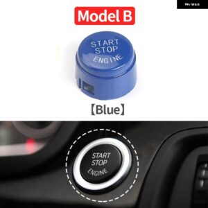 BMW スタートストップ エンジン ボタン スイッチ 交換カバー 1/2/3/4/5/6/7シリーズ F10 F11 F20 F21 F22 F25 F26 F30 F31 F32 F01 F15 - B Without OFF Blue