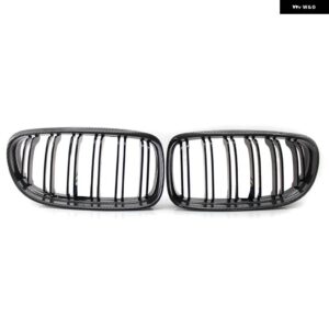 BMW ペアフロントバンパー グリル E90 E91 3シリーズ 2009-2012 デュアルスラットカーボンルックフロントキドニーグリル スタイリング - Carbon　fiber