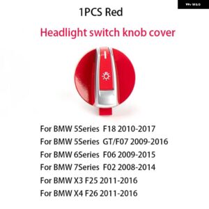 BMW ヘッドライト スイッチ パネル ヘッドライト スイッチ ノブ フォグライト スイッチ ボタン 5/6/7シリーズ F02 F06 F07 F18 X3 X4 2008-2017 - 1PCS F Red