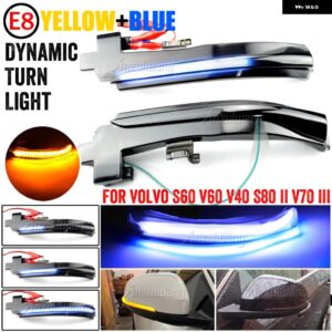 ボルボ 2X LED シーケンシャルダイナミック サイドミラー ウインカーライトウィンカー ランプ S60 CC S60 II S80 II V40 CC 40 II V60 V60 CC V70 - blue　yellow