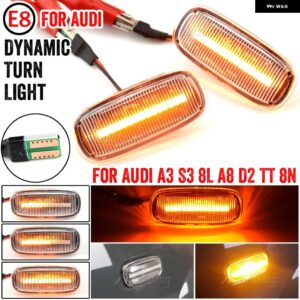 アウディ A2 A3 8L A4 B5 4B C5 A8 4D TT 8N LED ダイナミック サイドマーカーウィンカー ライト移動シーケンシャルウインカーライト 2個 - Dynamic Crystal Type