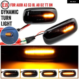 アウディ A2 A3 8L A4 B5 4B C5 A8 4D TT 8N LED ダイナミック サイドマーカーウィンカー ライト移動シーケンシャルウインカーライト 2個 - Dynamic Smoked Black