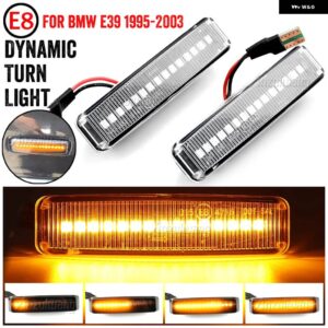 BMW 1ペア フラッシャーダイナミック ウインカー インジケータ LED ウィンカー ライトサイドマーカーシーケンシャルランプ 5シリーズ E39 1995-2003 M5 - Crystal white