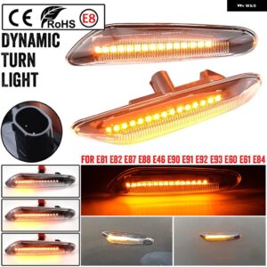 BMW シーケンシャル点滅 LED ウィンカー サイド マーカーライト ウインカー X3 E83 X1 E84 X5 X53 E60 E61 E46 E81 E82 E90 E92 E87 E88用 - Crystal Pin Type