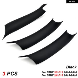 BMW X5 X6 F15 F16 2014-2018 インテリア カーボンテクスチャ ドアプル ハンドルカバー トリム - black