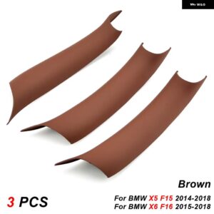 BMW X5 X6 F15 F16 2014-2018 インテリア カーボンテクスチャ ドアプル ハンドルカバー トリム - brown