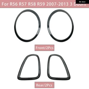 BMW ミニクーパー S/D JCW R55 R56 R57 R58 R59 グロスブラック ヘッドライト ヘッド テールライト リアランプフレームリングカバー ステッカー - black　4pcs