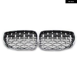 BMW ダイヤモンドグリル グロスブラック フロントキドニーグリル 交換 レーシング 部品 1シリーズ E81 E82 E87 E88 2007-2013 - Chrome