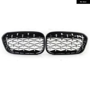 BMW ダイヤモンドスタイルファッションフロントグリル F20 F21 2015-2019 118I 120I 125I M140I グロスブラック グリル - black　ilver