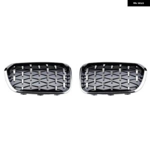 BMW ダイヤモンドスタイルファッションフロントグリル F20 F21 2015-2019 118I 120I 125I M140I グロスブラック グリル - Silver