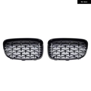 BMW クロームブラックダイヤモンドキドニーグリル 1ペア 屋外抗抵抗 リペア 部品 1シリーズ F20 F21 2011-2014 - black