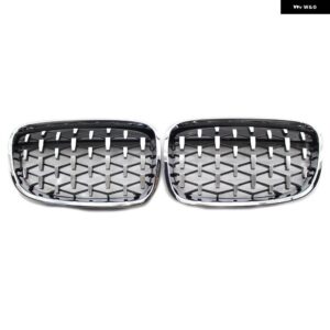 BMW クロームブラックダイヤモンドキドニーグリル 1ペア 屋外抗抵抗 リペア 部品 1シリーズ F20 F21 2011-2014 - Silver