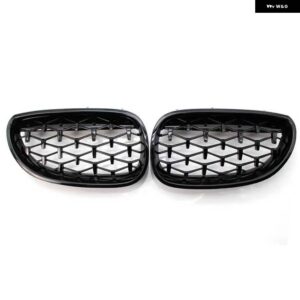 BMW カーレースグリル E60 E61 5シリーズ 2003-2009 ダイヤモンドフロントキドニーグリル メテオスタイルグリル クロームオート - fullblack