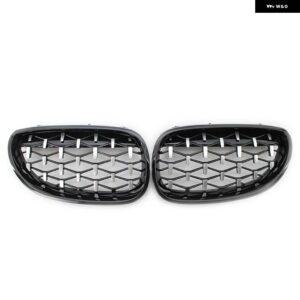 BMW カーレースグリル E60 E61 5シリーズ 2003-2009 ダイヤモンドフロントキドニーグリル メテオスタイルグリル クロームオート - blacksliver