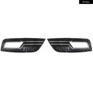 アウディ フロントバンパー アンダーグリル フォグライト グリル 2013-2016 A4 B8.5 スタンダード版ブラックグリル カバー と互換性あり - Chrome Black