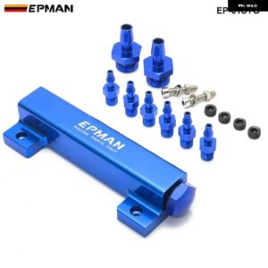 BMW 1/8インチ NPT 6 ポート真空マニホールドキット フィット ターボ ブーストインテークマニホールド EP-01SYG - Blue
