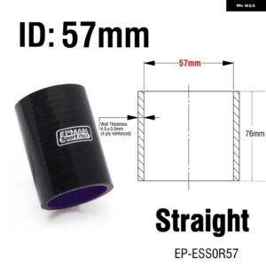 BMW 4層 シリコン インタークーラー ターボ インテークパイプ カプラーホース ブラック E39 5シリーズ 32MM 45MM 51MM 57MM 63MM EP-ESS0R - 57mm
