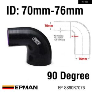 BMW 2.5インチ -3インチ 4層 シリコン 90度エルボー減速ホース 黒 E39 51-76/51-70/57-76/63-70/63-76/70-76MM EP-SS90R - ID 70mm-76mm
