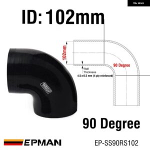 アウディ ブラック/アンプ パープル 4.00インチ 90度エルボ シリコン ホース パイプ ターボ インテーク TT/S3/シート 用 83/89/102MM EP-SS90RS102 - ID 102mm