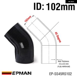 BMW ブラック 4層 4インチ 45度エルボーカプラー シリコン ホース ターボ インテーク 83/89/102MM F20 1シリーズ EP-SS45RS83 - ID 102mm