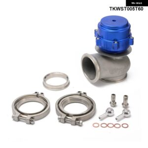 BMW レーシング ビレットアルミ車 60MM VBAND V60 フランジ ターボ ウエストゲート スバル ホンダ TKWST005T60 - Blue