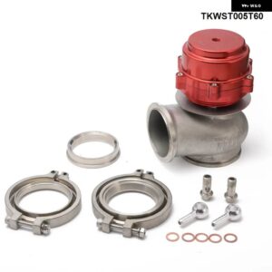 BMW レーシング ビレットアルミ車 60MM VBAND V60 フランジ ターボ ウエストゲート スバル ホンダ TKWST005T60 - Red