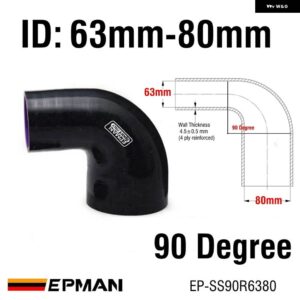 BMW 4層 シリコン 90度エルボー減速ホース 黒 63-80/76-80/76-83/76-89MM E39 EP-SS90R - ID 63mm-80mm