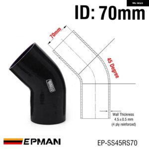 BMW ブラック 2.75インチ 45度エルボ シリコン ホース パイプ E34 70MM /76MM /80MM EP-SS45RS70 - ID 70mm