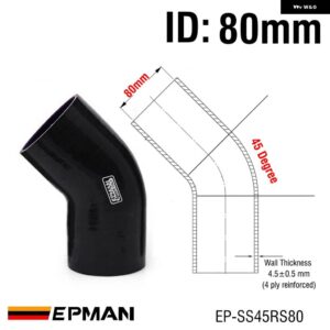 BMW ブラック 2.75インチ 45度エルボ シリコン ホース パイプ E34 70MM /76MM /80MM EP-SS45RS70 - ID 80mm