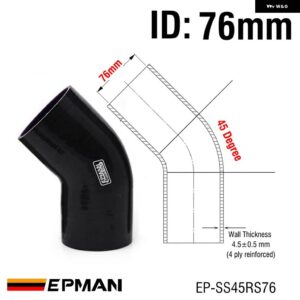 BMW ブラック 2.75インチ 45度エルボ シリコン ホース パイプ E34 70MM /76MM /80MM EP-SS45RS70 - ID 76mm