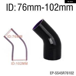 BMW 3インチ -4インチ 4層 シリコン 45度エルボー減速ホース 黒 E36 325 328 M3 70-80/76-83/76-89/76-102MM EP-SS45R76102 - ID 76mm-102mm