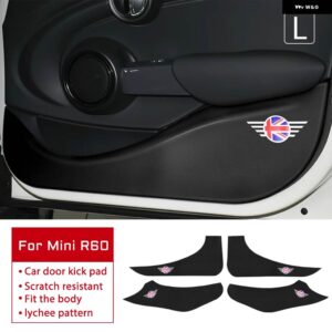 BMW 革カーボンテクスチャ ステッカー ドア抗キックパッド ミニクーパー S F54 F55 F56 F60 R56 R60 カントリーマン - Leather for R60 4pcs