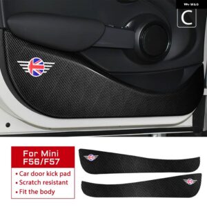 BMW 革カーボンテクスチャ ステッカー ドア抗キックパッド ミニクーパー S F54 F55 F56 F60 R56 R60 カントリーマン - CF for F56 F57 2pcs