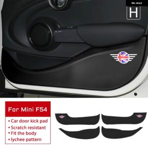 BMW 革カーボンテクスチャ ステッカー ドア抗キックパッド ミニクーパー S F54 F55 F56 F60 R56 R60 カントリーマン - Leather for F54 4pcs