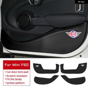 BMW 革カーボンテクスチャ ステッカー ドア抗キックパッド ミニクーパー S F54 F55 F56 F60 R56 R60 カントリーマン - Leather for F60 4pcs