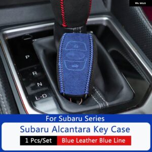 スバル キーケースカバー スエード 革リモートキーバッグ スリーブシェル フォレスターアウトバック XV レガシィ - Blue Stitches