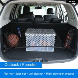スバル ナイロン車バックリア トランク 収納メッシュバッグ オーガナイザーネットオート フォレスターアウトバックレガシィ XV 2013-201 - Flat Back Left Right